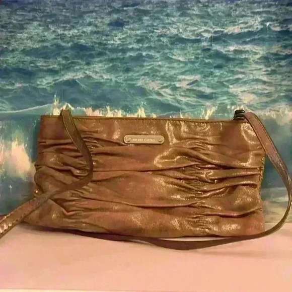 MICHAEL Michael Kors Webster Metallic Golden Crossbody Clutch - Picture 1 of 14